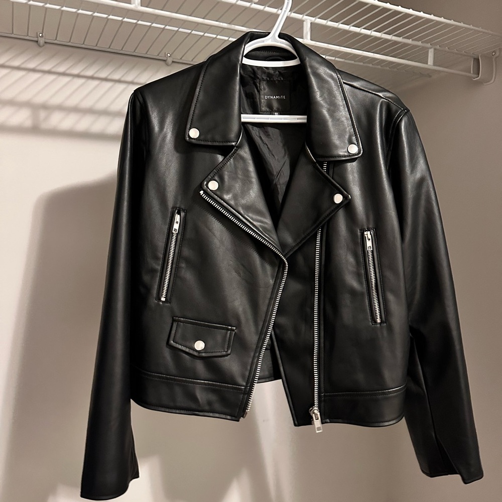 Dynamite Black Leather Moto Jacket